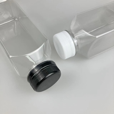 Garrafas de chá de leite de plástico transparente e quadrada à prova de vazamento com alças duráveis