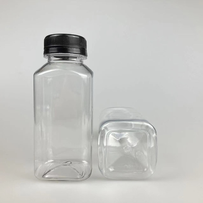 Garrafas de chá de leite de plástico transparente e quadrada à prova de vazamento com alças duráveis
