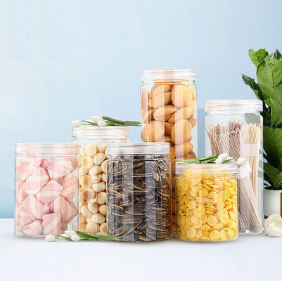 Etiqueta personalizada frasco de plástico para especiarias frascos de plástico largos frascos de plástico transparentes frasco de plástico com tampa em estoque