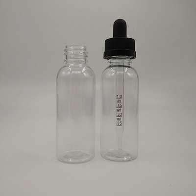 Garrafas de distribuição de gotas transparentes e pretas personalizadas com tipo de gotas de tampa