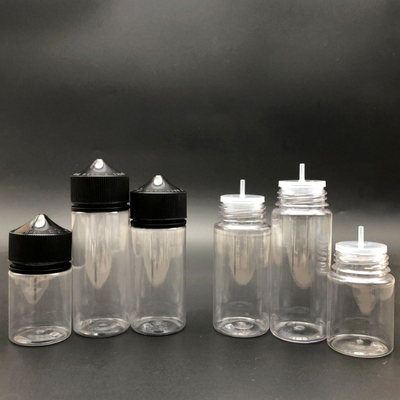 Garrafa de líquido E redonda transparente de 100 ml com tampa de parafuso à prova de crianças e impressão em tela personalizada