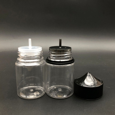 Garrafa de líquido E redonda transparente de 100 ml com tampa de parafuso à prova de crianças e impressão em tela personalizada