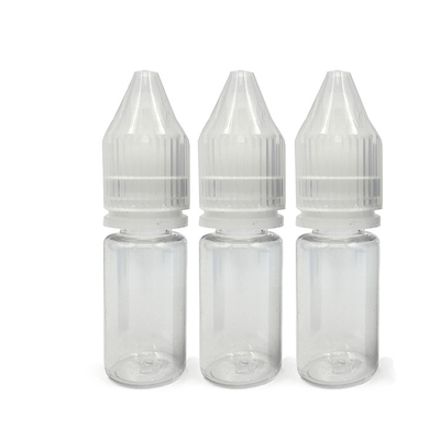 Garrafa de 18 mm de tamanho de pescoço, redonda e líquida, com material transparente e tampa à prova de crianças