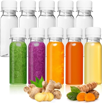 Novo design de garrafas de plástico 250ml 350ml 500ml suco de frutas garrafas de PET com tampa garrafas de plástico descartáveis para suco em estoque