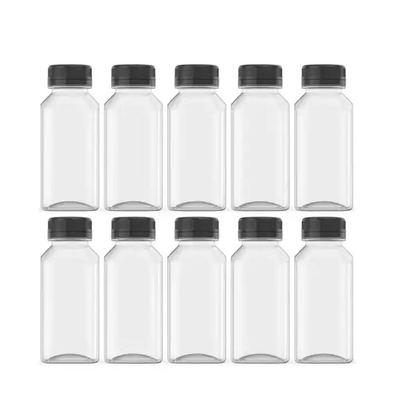 Novo design de garrafas de plástico 250ml 350ml 500ml suco de frutas garrafas de PET com tampa garrafas de plástico descartáveis para suco em estoque