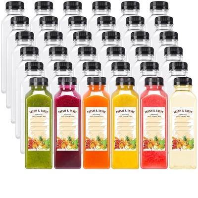 Garrafa redonda de suco de plástico com tampa Garrafas de embalagem para suco de animais de estimação Garrafas de suco de plástico