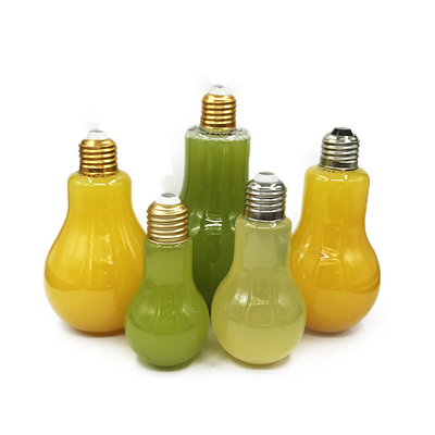 Novo design de garrafas de plástico para negócios de suco garrafas de suco recicláveis em forma de lâmpada garrafa de suco com em estoque