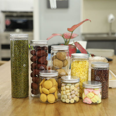 Fabricante do produto: Potes de plástico com tampas Potes de plástico para embalagem de alimentos Pote de plástico transparente com logotipo personalizado