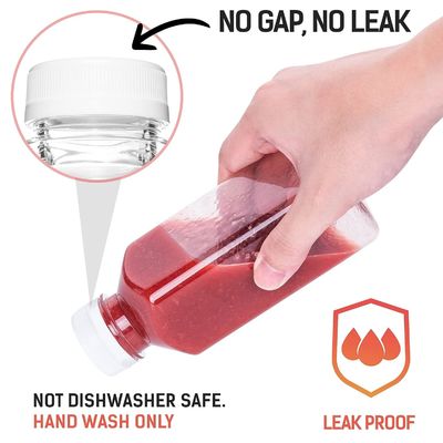 BPA livre frasco quadrado suco de parafuso tampa frasco com sabor suco e prova de vazamento plástico frasco de suco de frutas Eco-friendly