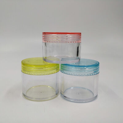 Recipientes de plástico com diâmetro de 65mm, oferecendo capacidades de 2oz, 3oz, 4oz, 5oz, 6oz, 7oz e 8oz, incluindo selagem sensível à pressão, projetados para embalagem