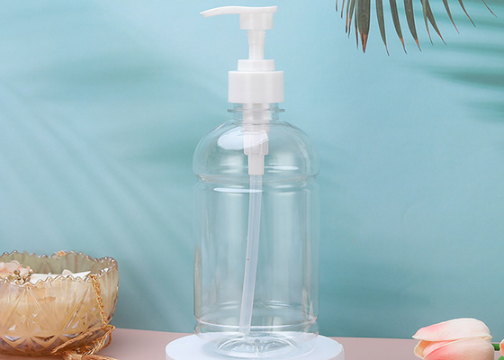 a bomba 480ml plástica clara vazia engarrafa o distribuidor para o óleo da massagem, sabão líquido