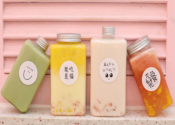 tampa inalterável plástica de 8oz Juice Milk Tea Bottles With