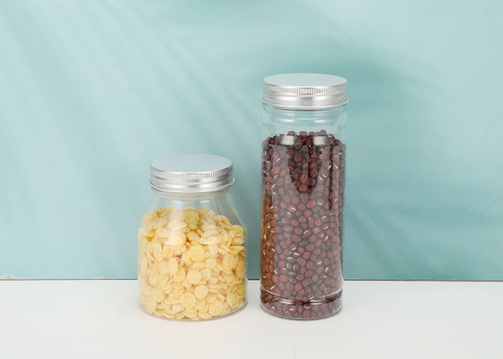 Recipiente plástico claro do frasco do animal de estimação do produto comestível 350ML com tampa de alumínio