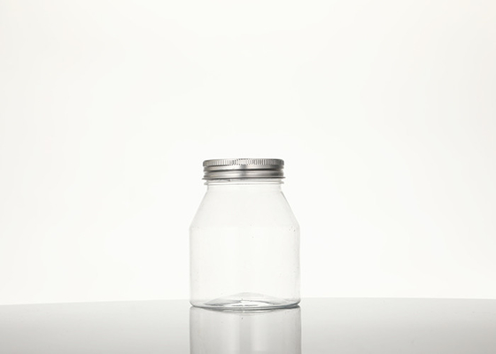 Recipiente plástico claro do frasco do animal de estimação do produto comestível 350ML com tampa de alumínio