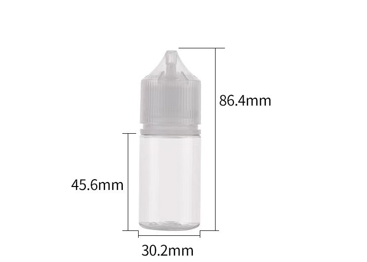 Garrafa conta-gotas V3 curta de 30 ml com tampa CRC garrafas de líquido sabor PET