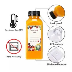 Garrafas de suco de plástico de alta qualidade de 8oz 10oz 12oz 16oz