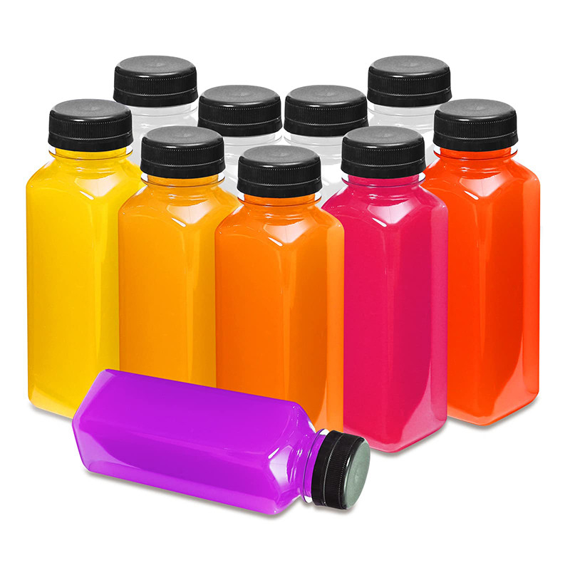Garrafas de chá de leite de plástico redondo quadrado com alça clara 120 ml 250 ml 350 ml 500 ml Capacidade