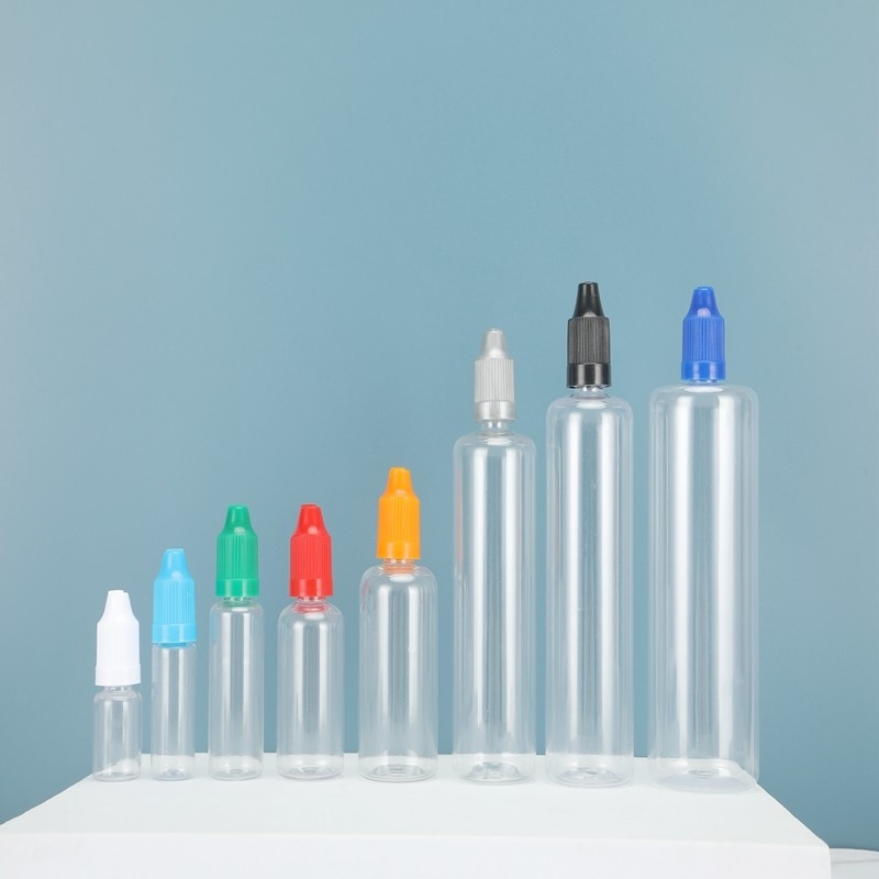 Garrafas de líquido PET E personalizadas coloridas com pescoço à prova de crianças para várias capacidades