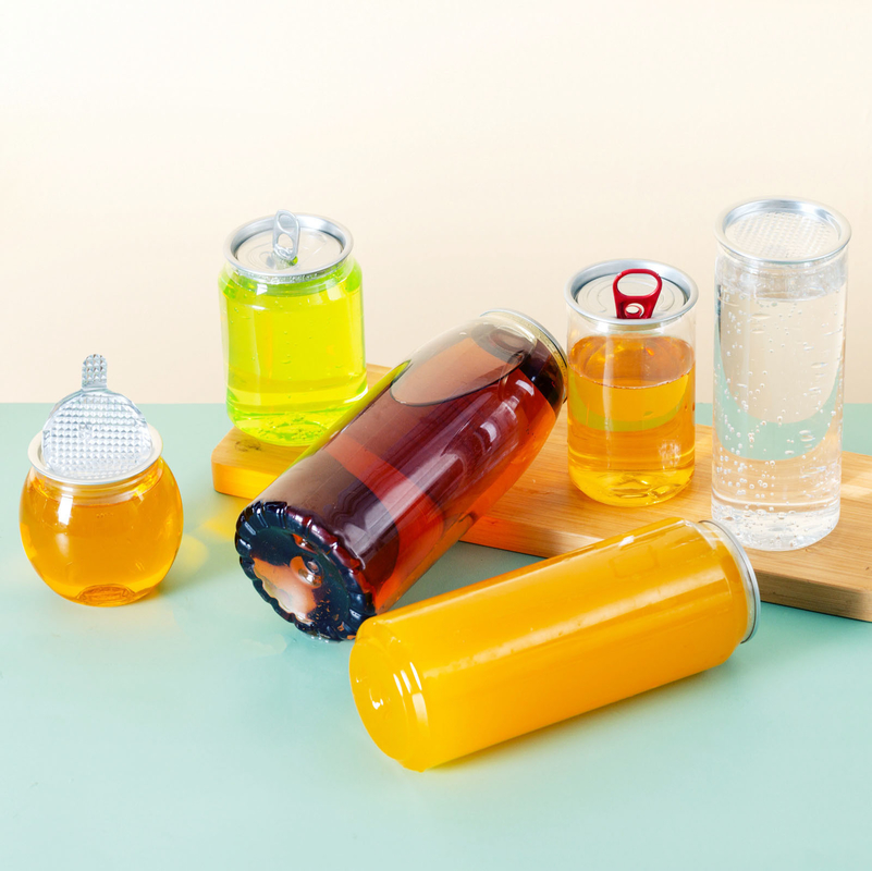 Resíduo à prova de vazamento Botas de chá de plástico isolado de leite Quadrado redondo e transparente parafuso com tampa 120 ml 250 ml 350 ml 500 ml