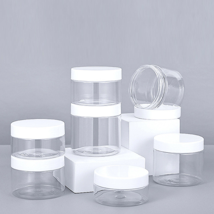 PET transparente 200ml 250ml 300ml 500ml Farmácia larga PET frascos transparentes com tampa de alumínio