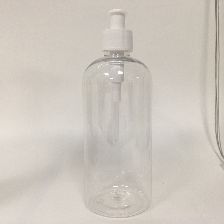 Garrafa de PET redonda rosa reutilizável de 24 mm com bomba e serigrafia para cosméticos