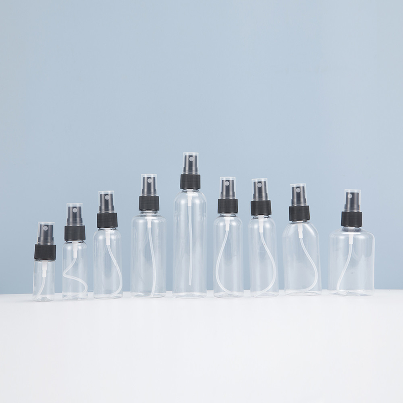 Garrafa de pulverização de plástico PET transparente e ecológica para uso diário 10ml 15ml 30ml 50ml 60m 70ml 100ml 200ml 500ml