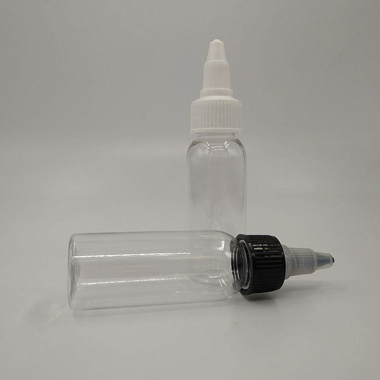 Garrafa líquida de plástico transparente de 100 ml com tampa de parafuso e boca larga para impressão personalizada