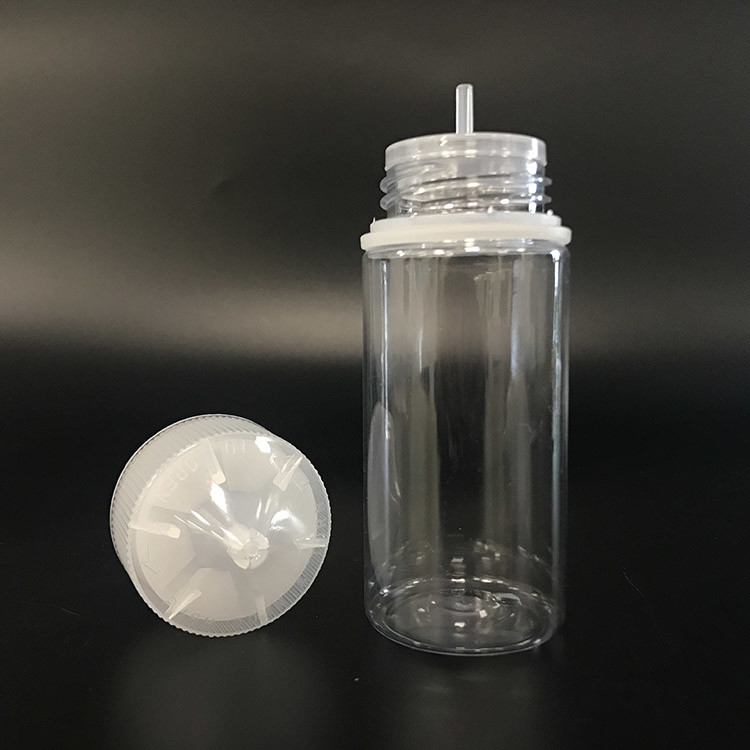 100 ml de garrafa de PET e líquido à prova de crianças com tampa de parafuso para embalagens de E líquido com serigrafia