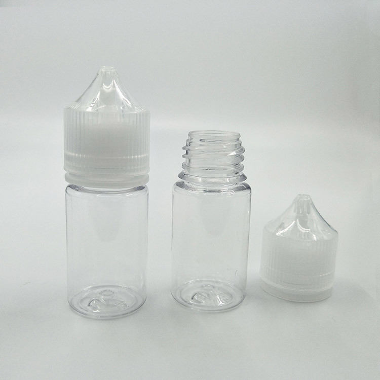 Impressão de 10-100 ml PET E Botella de líquido de concha redonda frascos com tampas à prova de crianças
