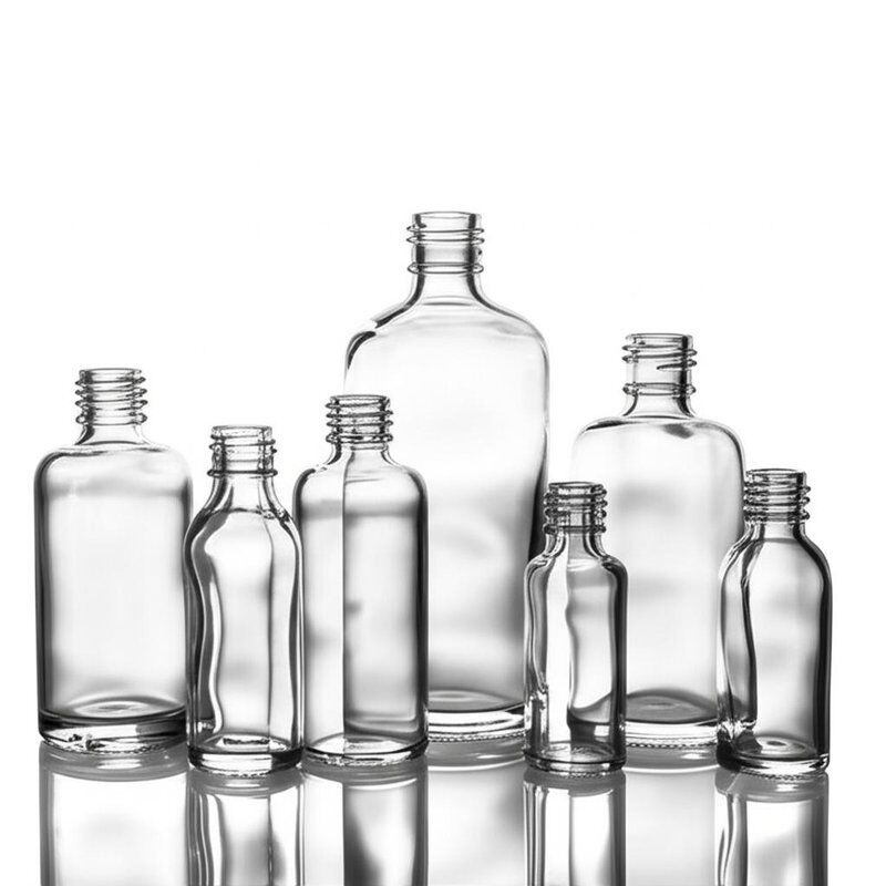 Frascos pequenos transparentes de 10ml 15ml 30ml 40ml 60ml 80ml 100ml para líquidos, projetados para conter séruns, loções e outras formulações líquidas