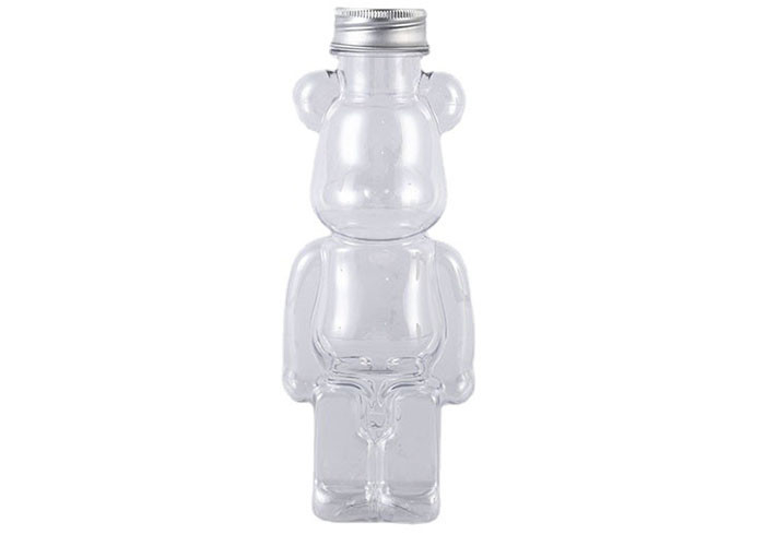350ml 400ml 500ml 700ml Venda Quente Personalizar Pet Plastic Bear Shape Juice Flask Para Bebidas Com Cap & Strap