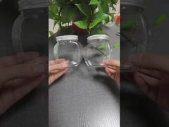 Frascos de plástico PET transparente para doces, biscoitos e nozes, frascos de embalagem de alimentos de boca larga